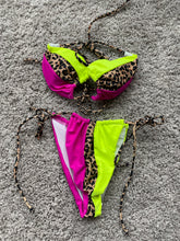 Load image into Gallery viewer, KeKe Two Piece Swimsuit -Blue/Leopard
